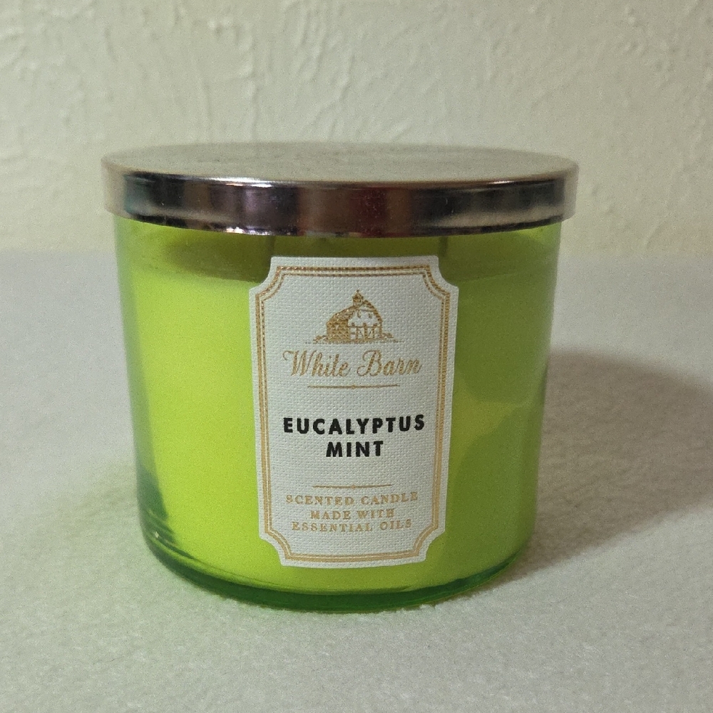 White Barn Eucalyptus Mint Candle - Vibrant Green with Silver Lid